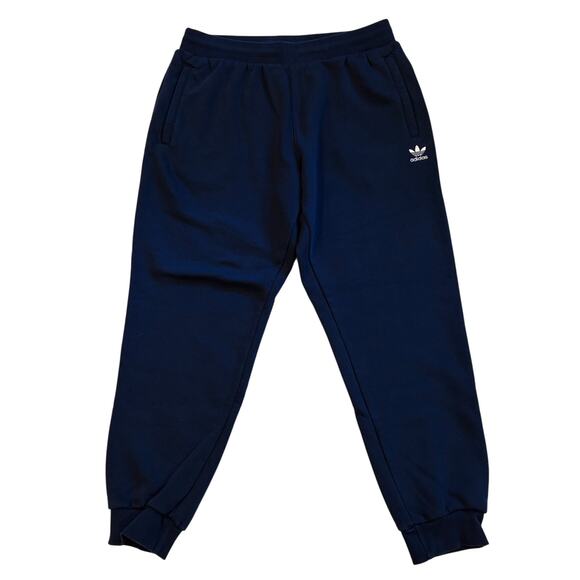 Adidas Essentials Sweatpants Mens Size XL Blue Fleece Cuffed Tapered Leg Pockets - Picture 1 of 10